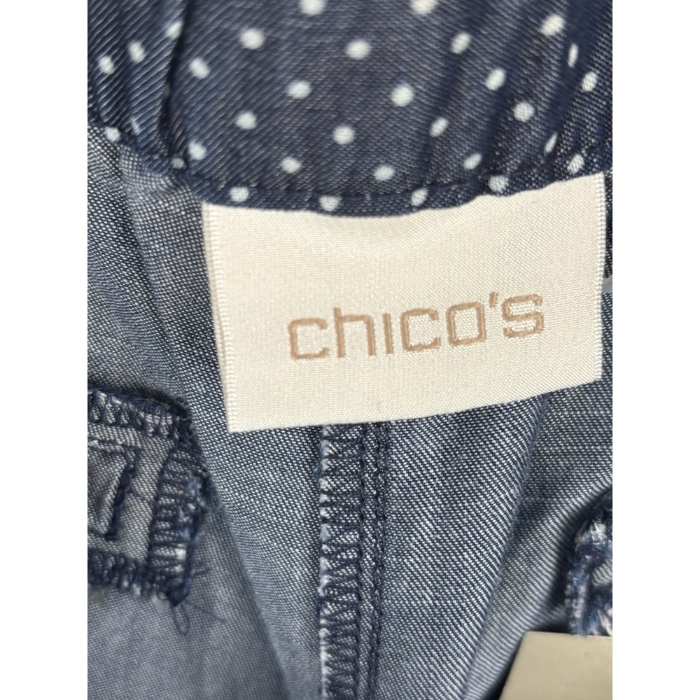 Chico's Women's Bermuda Shorts Sz Medium Short Blue Polka Dot‎ Ultimate Fit - Picture 6 of 10